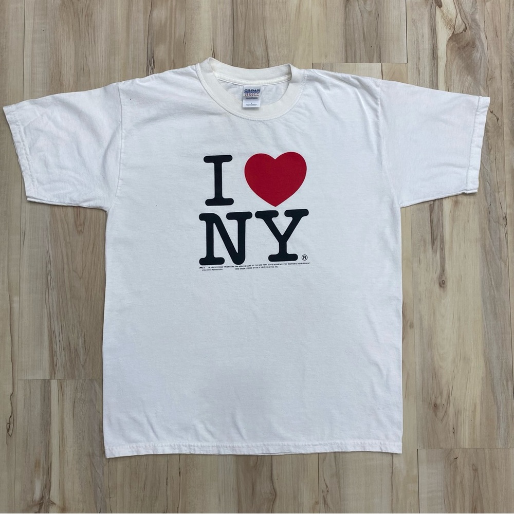 Vintage I love NY T-shirt Authentic New York City Souvenir White Tee Size L